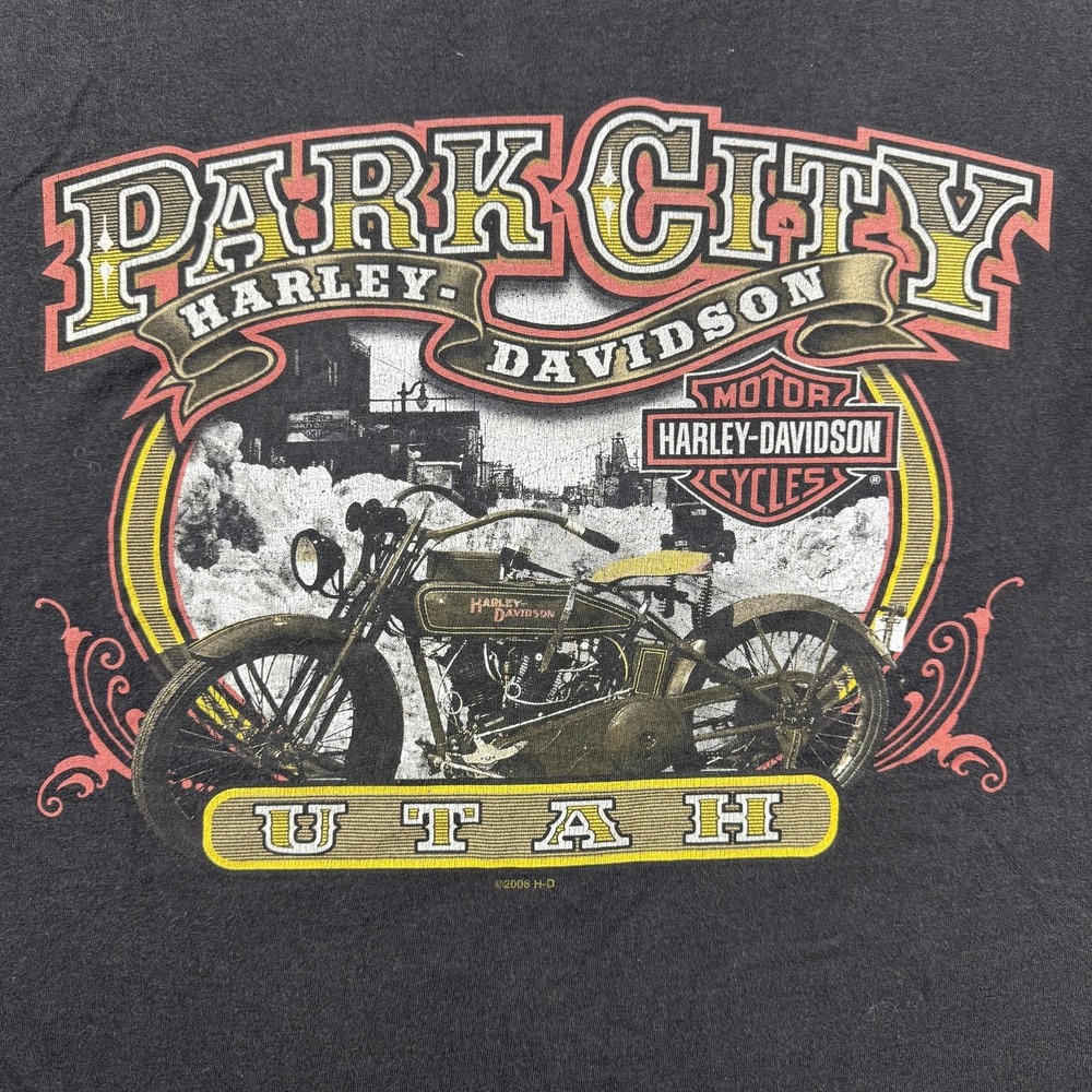 Vintage Harley-Davidson Shirt Mens XL Black Park City Utah Motorcycle Tee 2006